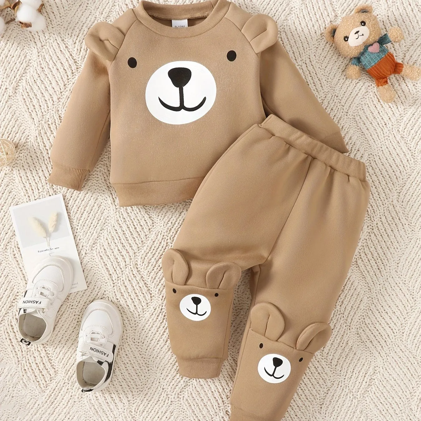 Baby Boys Cozy Bear Outfit Set for FallWinter