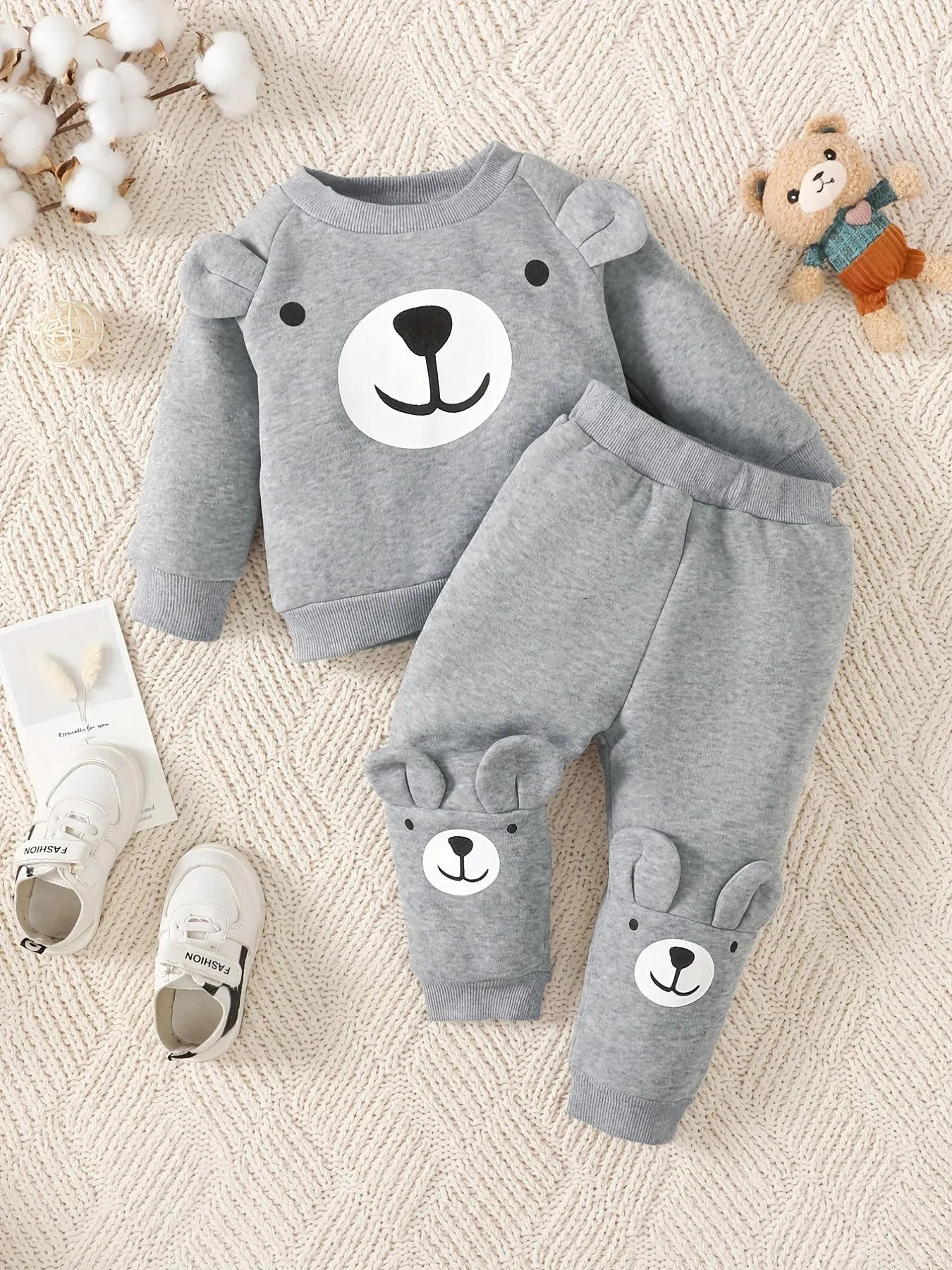 Baby Boys Cozy Bear Outfit Set for FallWinter