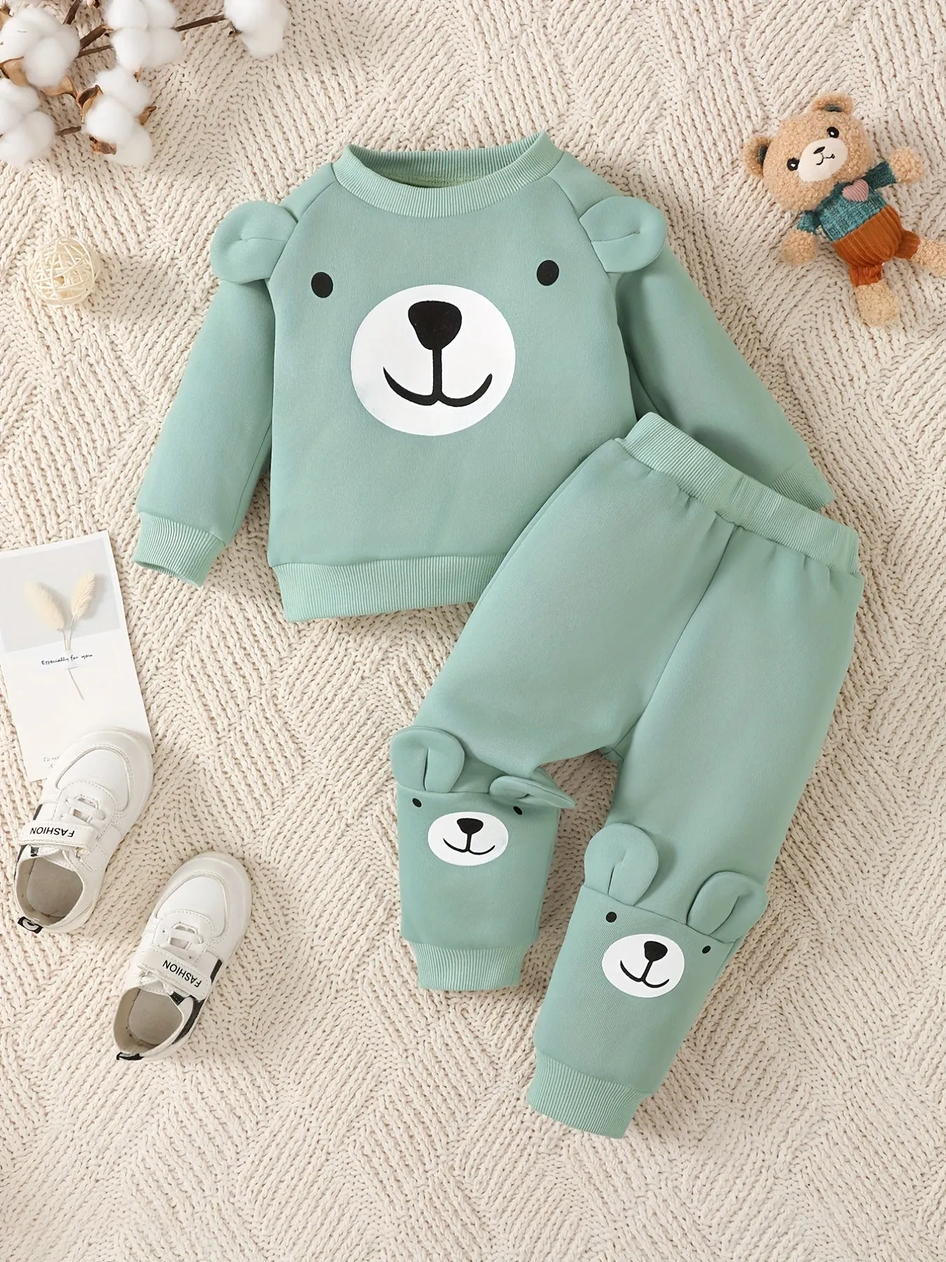 Baby Boys Cozy Bear Outfit Set for FallWinter