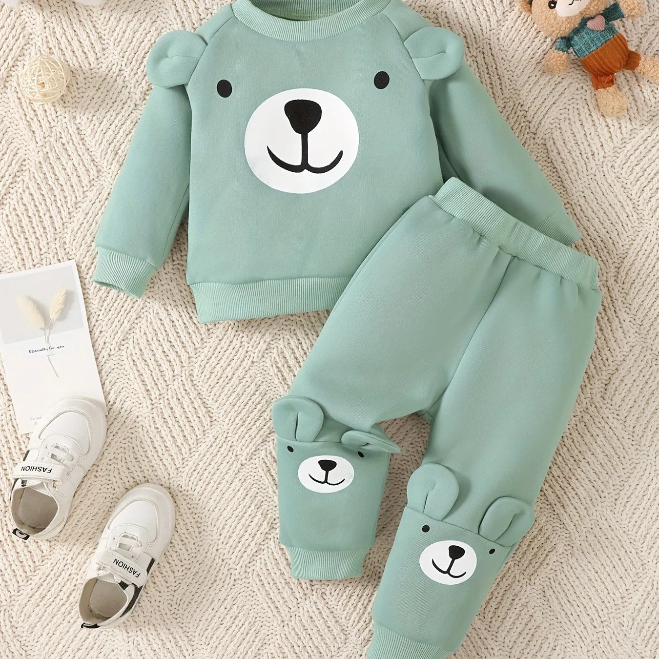 Baby Boys Cozy Bear Outfit Set for FallWinter