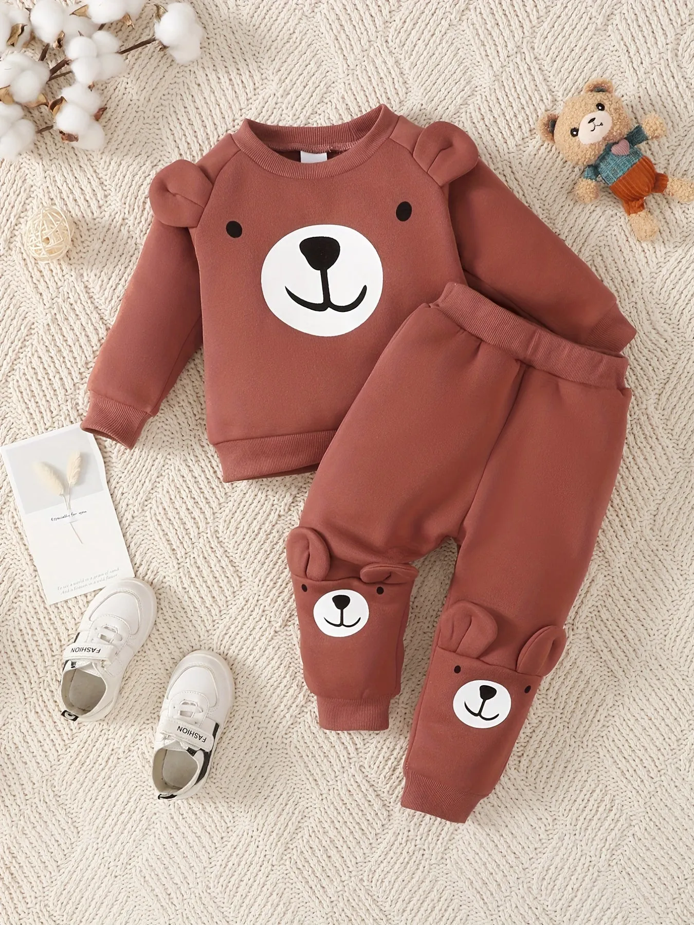 Baby Boys Cozy Bear Outfit Set for FallWinter