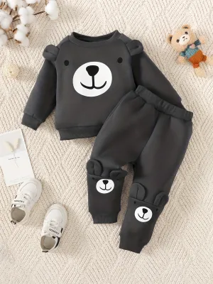 Baby Boys Cozy Bear Outfit Set for FallWinter