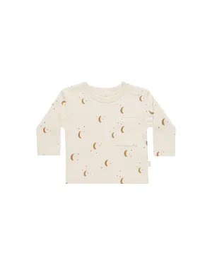 Baby Boys Tops | Long Sleeve Pocket Tee - Moons | Quincy Mae