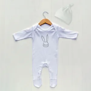 Baby Clothes Set, White Rabbit Print