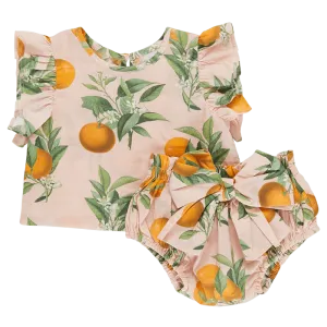 Baby Girl 2 Piece Set | Abigail - Pink Botanical Oranges | Pink Chicken