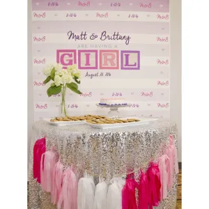 Baby Girl Announcement Custom Backdrop