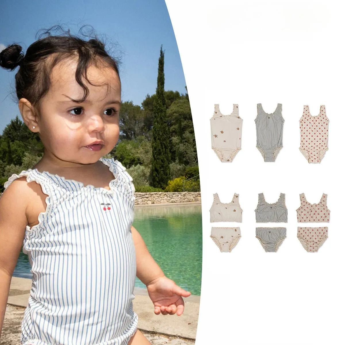 Baby Girl Cute Mixed Prints Swimsuit (3 Designs)