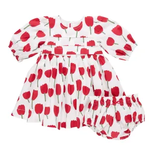 Baby Girl Dresses | Evelyn - Red Tulips | Pink Chicken