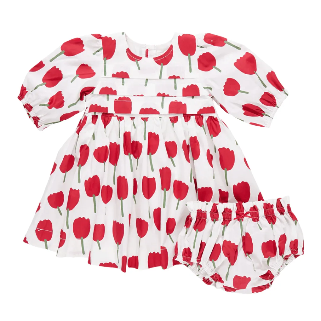 Baby Girl Dresses | Evelyn - Red Tulips | Pink Chicken