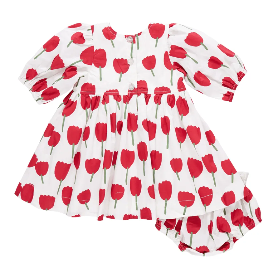 Baby Girl Dresses | Evelyn - Red Tulips | Pink Chicken