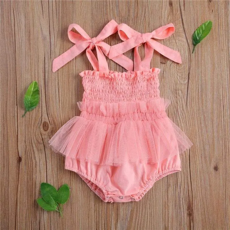 Baby Girl Pink/White One-Piece Tutu Style Swimwear