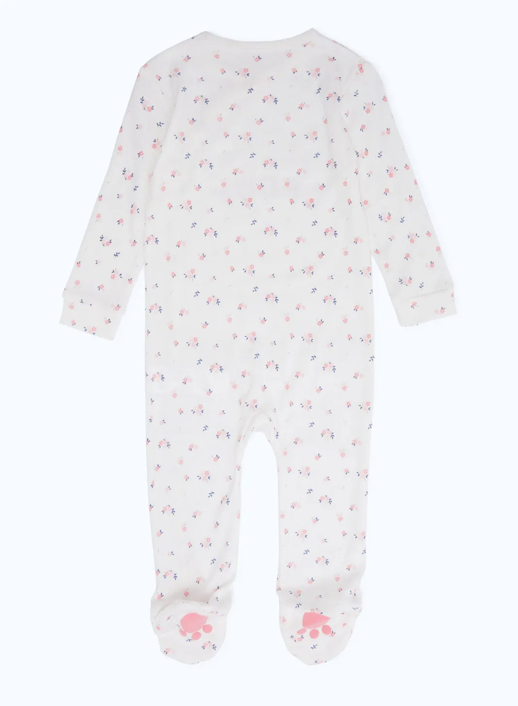 Baby Girl White Printed Floral Sleepsuit