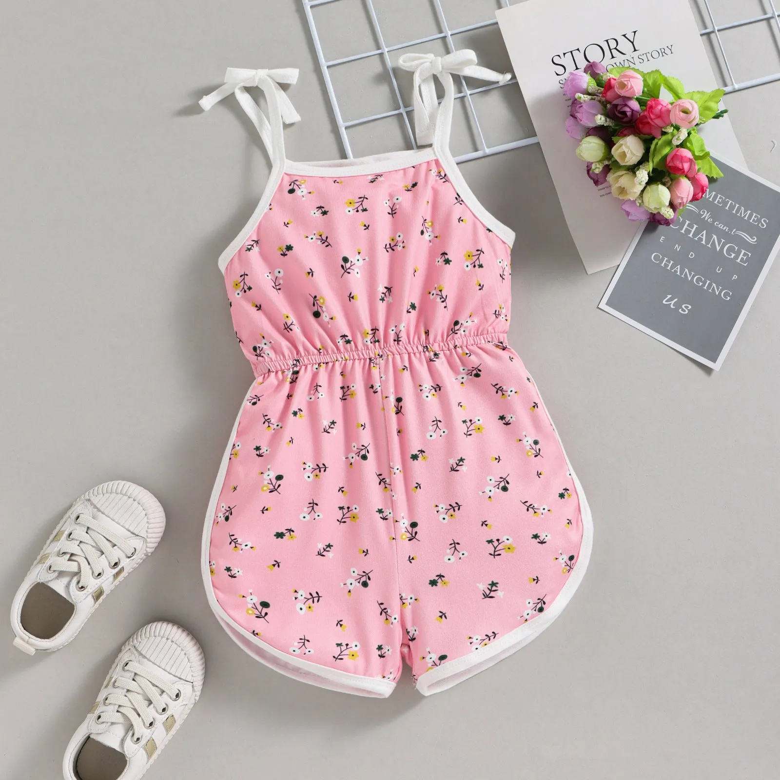 Baby Girl's Floral Spaghetti Strap Jumpsuit