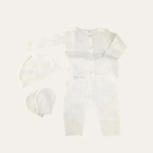 Baby Girls Knitted Butterfly 4 Piece Clothing Outfit Set - White