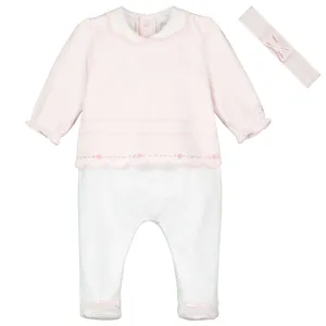 Baby Girls Pink Babygrow & Headband