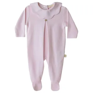 Baby Girls Pink Cotton Pique Collar Babygrow