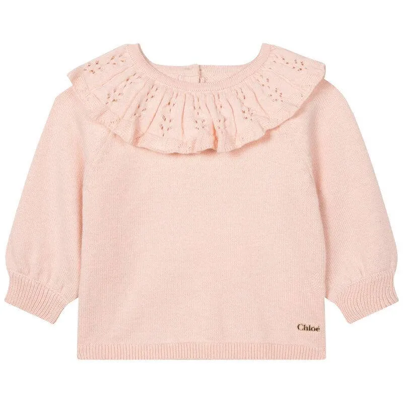 Baby Girls Pink Knitted Sweatshirt