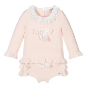 Baby Girls Pink Ruffle Knit Set