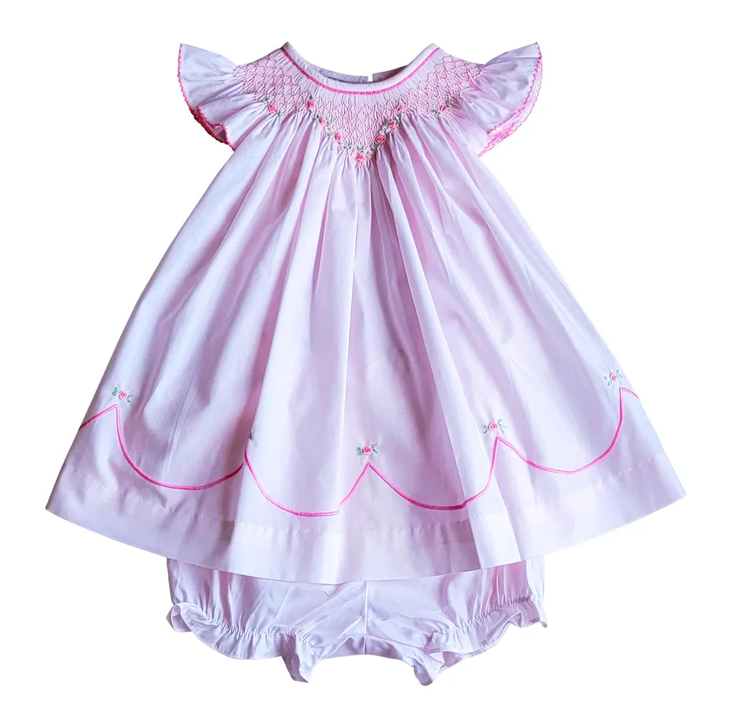 Baby Girl's "Emily and Jason" Pink Smocked Bishop Dress