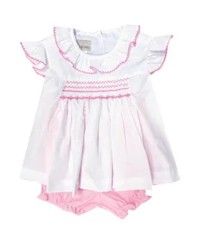 Baby Girls "Sweet Baby" Smocked Pink Popover Set