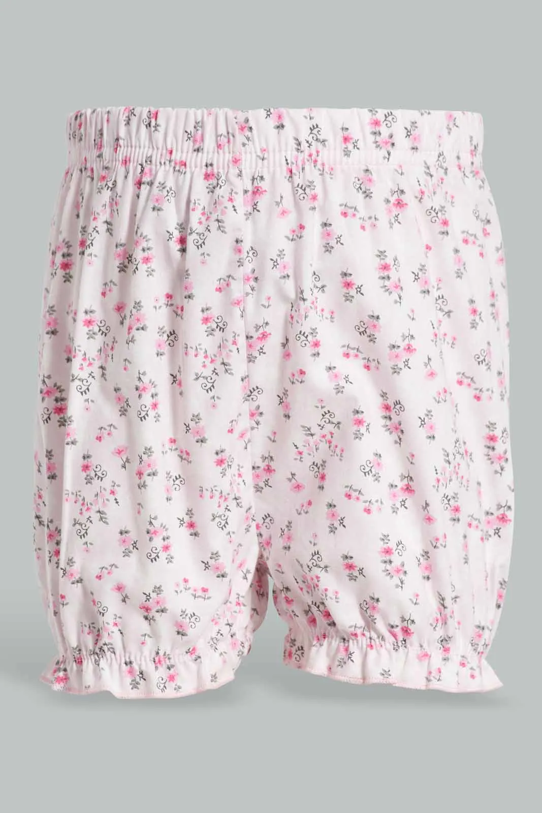 Baby Girls White And Pink  Floral Print Set (2 Piece)