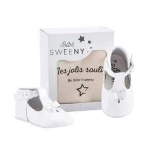 Baby Girls White Patent Leather Pre-walker Shoes With Bows