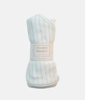 Baby Hooded Blanket - Blue Stripes Print