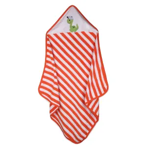 Baby Hooded Towel - Modern Stripes - Orange/White