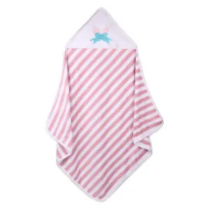 Baby Hooded Towel - Modern Stripes - Pink/White