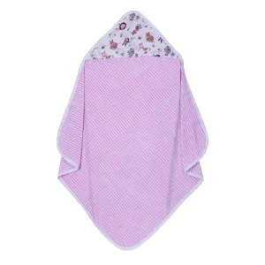 Baby Hooded Towel - Muslin Hood - Pink Stripes