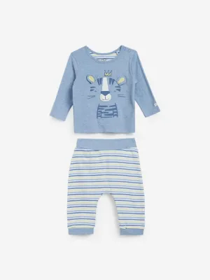 Baby HOP Blue Melange T-Shirt and Pants Set