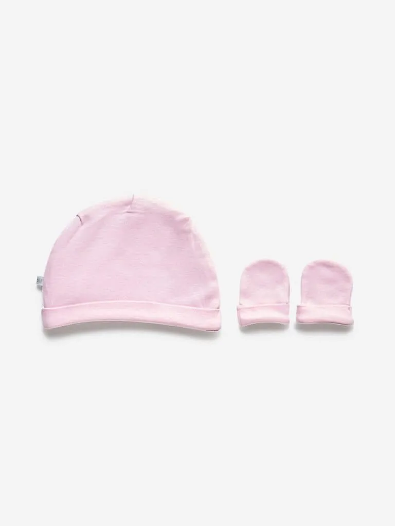 Baby HOP Light Pink Cap And Mittens