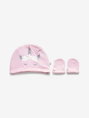 Baby HOP Light Pink Cap And Mittens