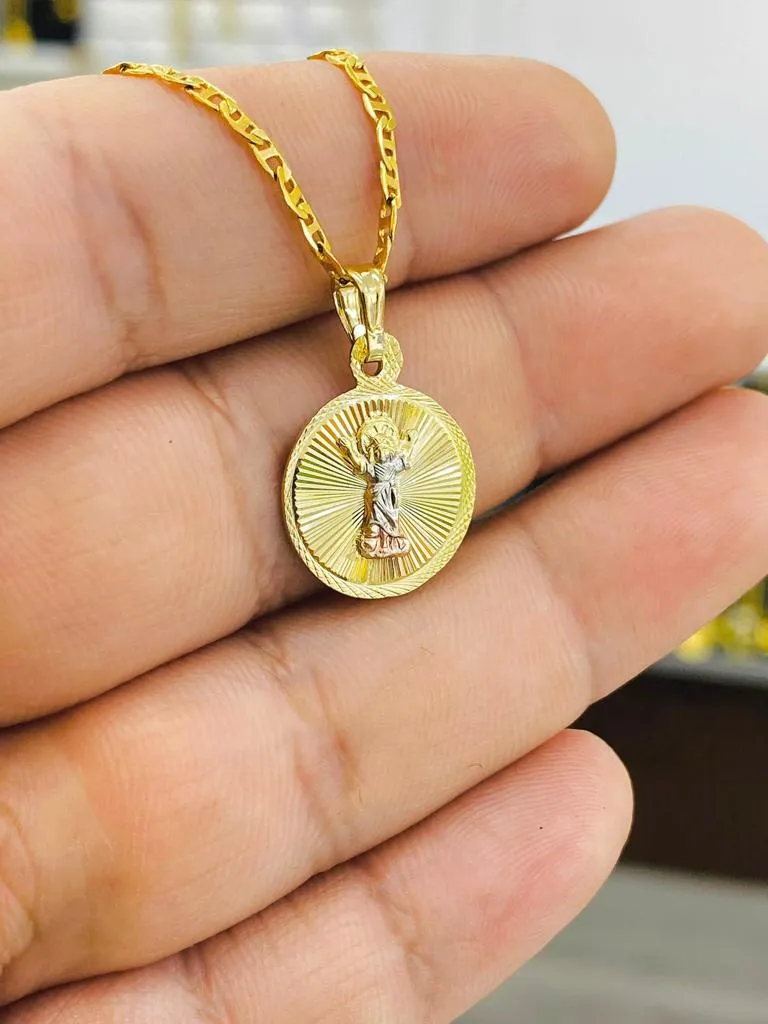 Baby Jesus Necklace Pendant Mariner Chain Divino Nino Charm 14K Gold Filled Women Men