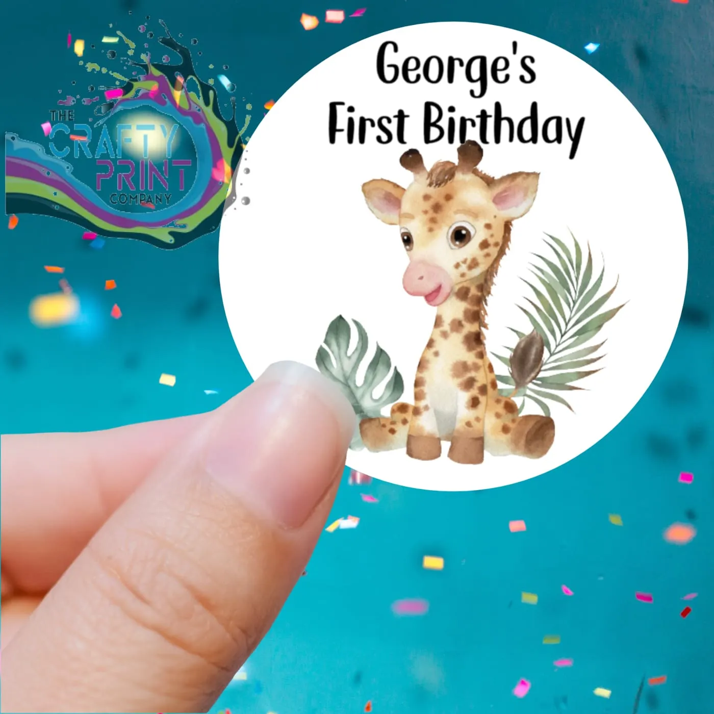 Baby Jungle Animals Birthday Printed Sticker