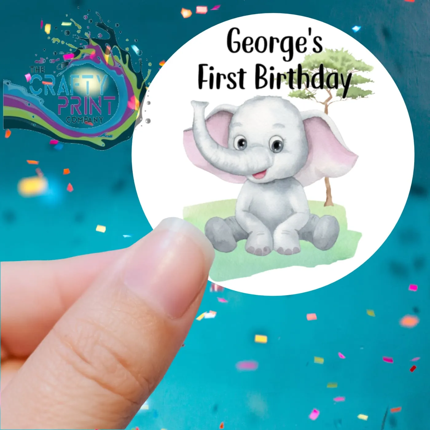 Baby Jungle Animals Birthday Printed Sticker