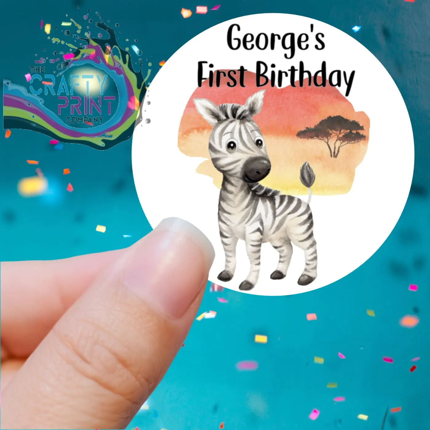 Baby Jungle Animals Birthday Printed Sticker