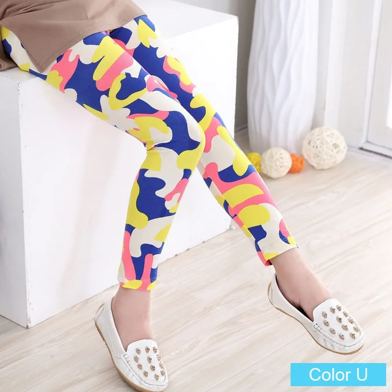 Baby Kids Childrens Printing Flower Toddler Classic Girls Leggings 2-14Y