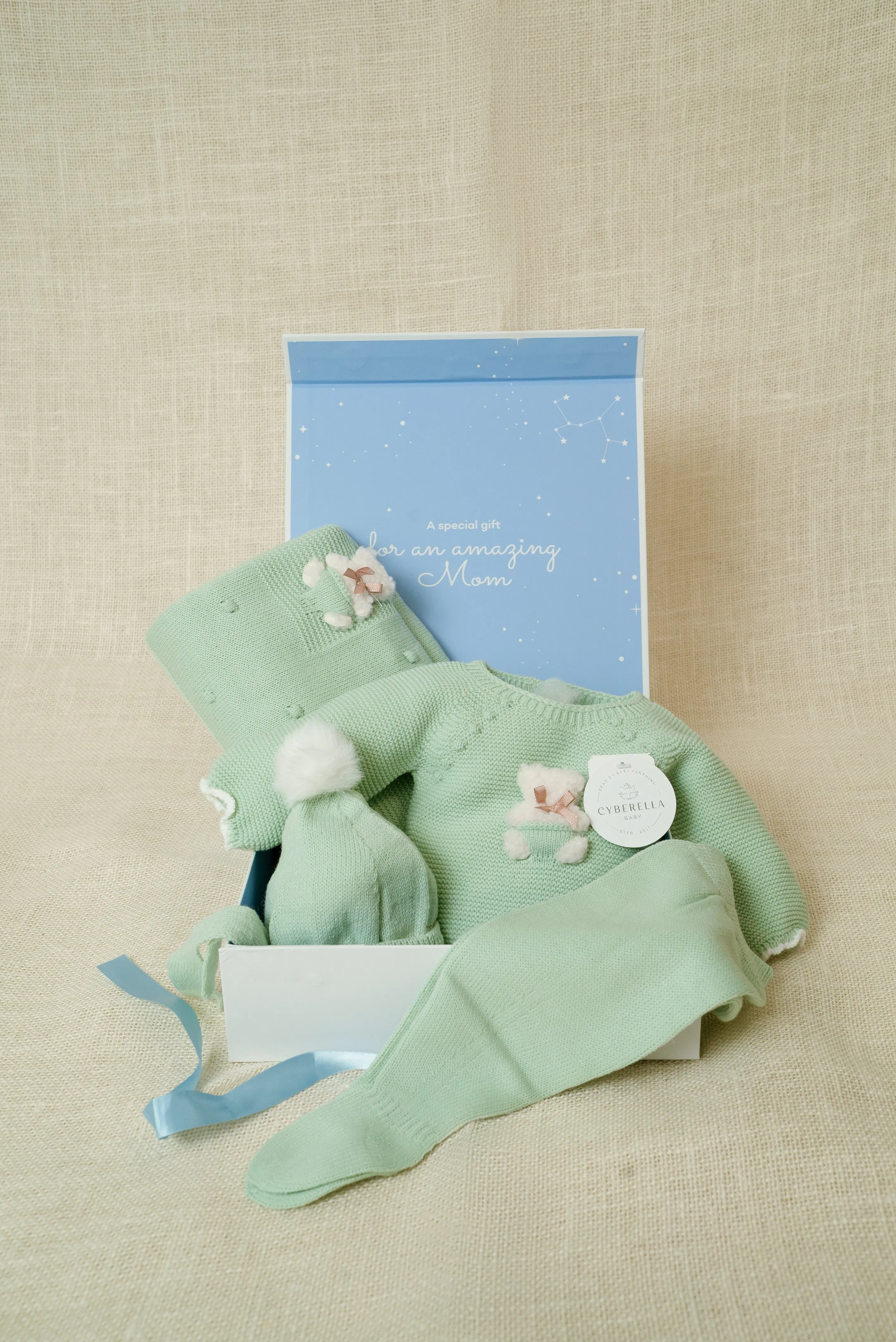 Baby Mint Dream Set - Four Pieces Knitted Outfit for Newborn