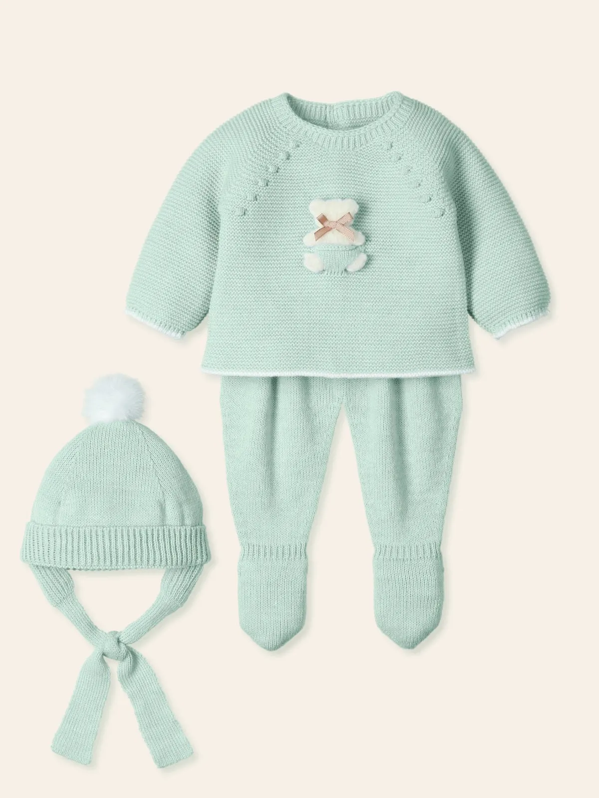 Baby Mint Dream Set - Four Pieces Knitted Outfit for Newborn