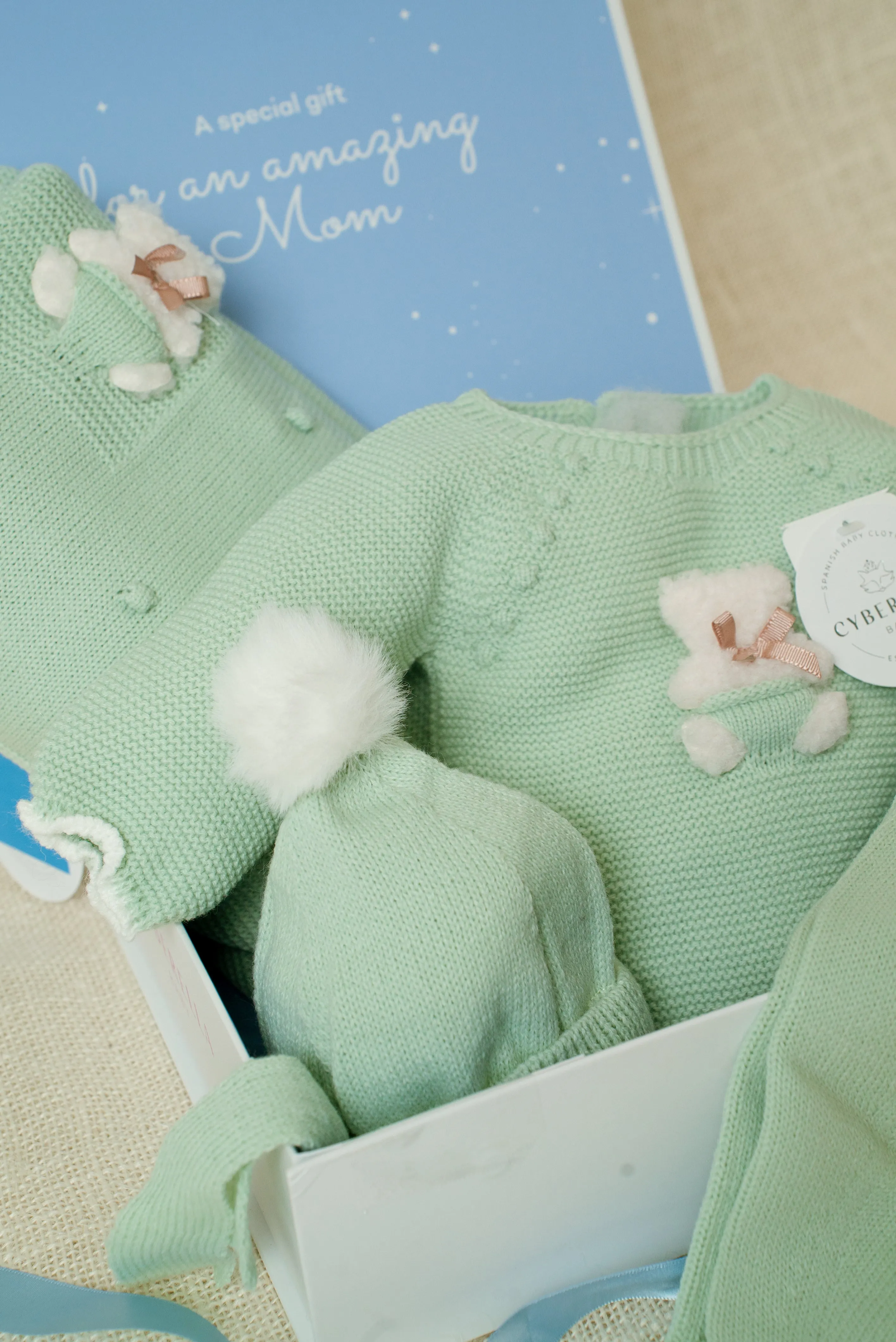 Baby Mint Dream Set - Four Pieces Knitted Outfit for Newborn