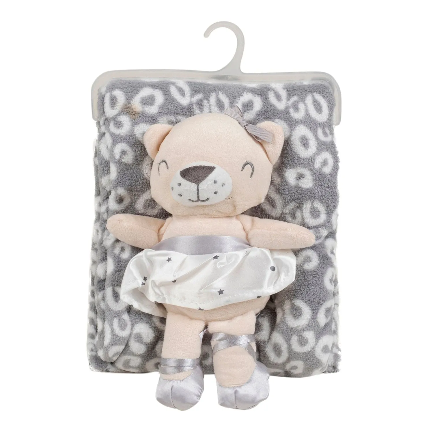 Baby Moo Bear Snuggle Buddy Soft Rattle and Plush Blanket Gift Toy Blanket - Grey