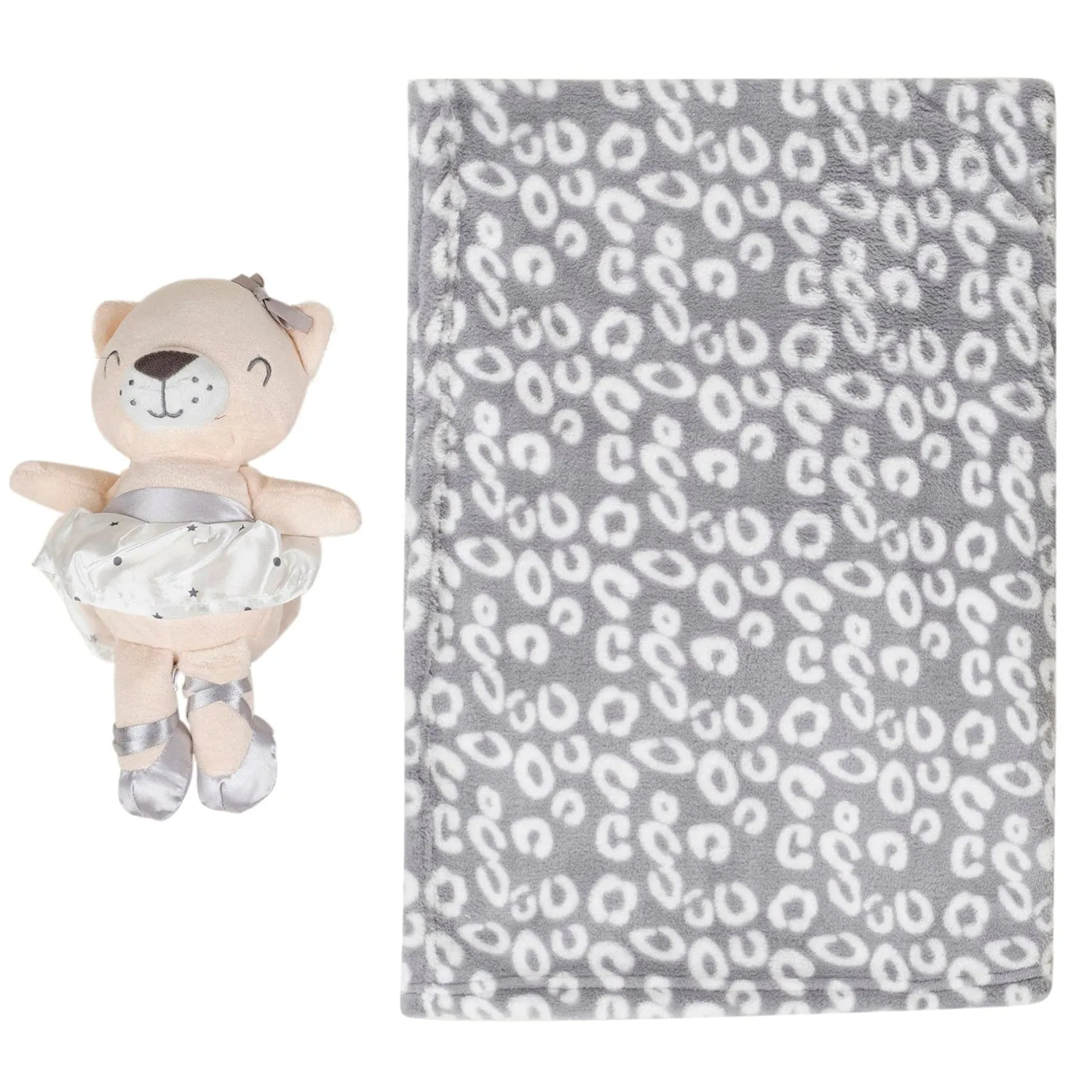 Baby Moo Bear Snuggle Buddy Soft Rattle and Plush Blanket Gift Toy Blanket - Grey