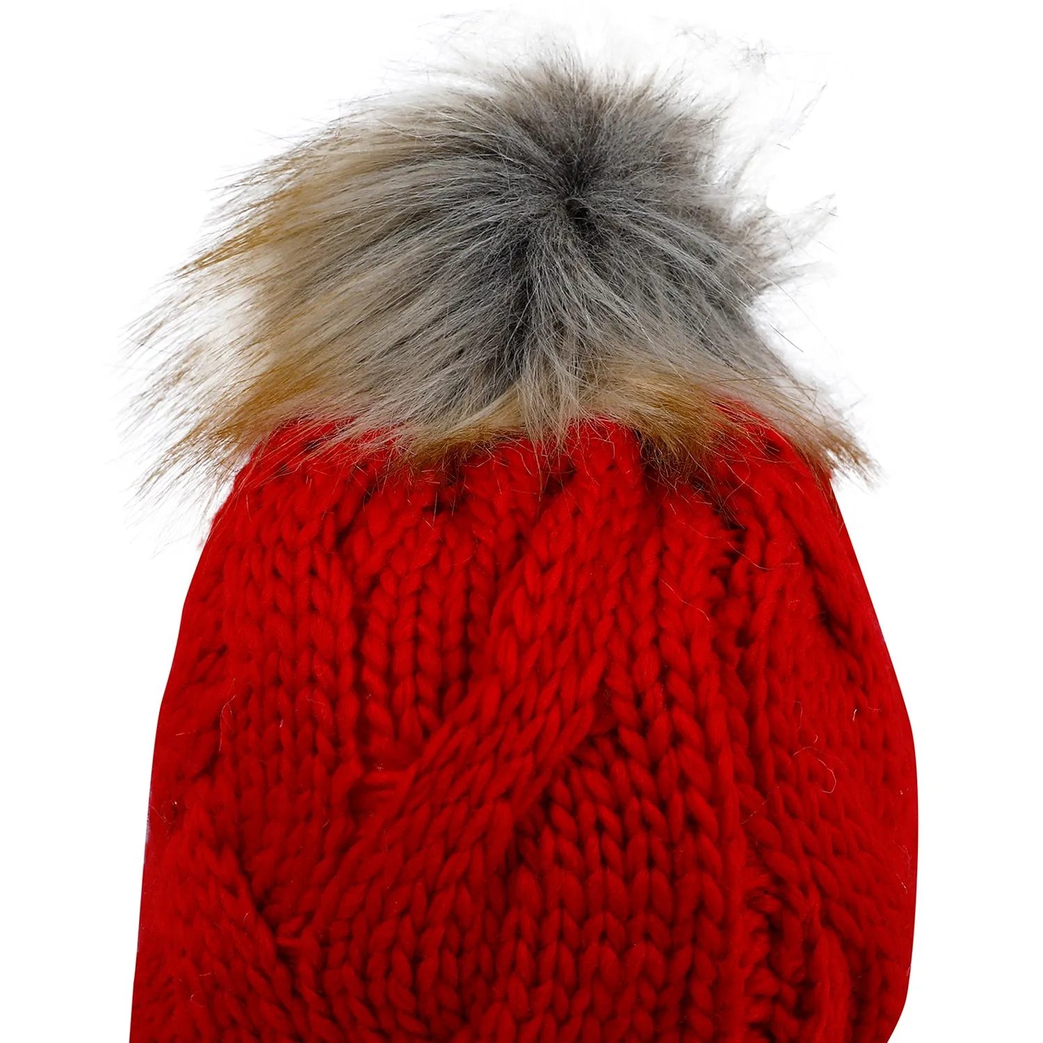 Baby Moo Pom Pom Knitted Woollen Cap - Red