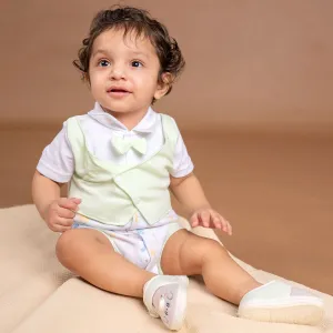 Baby Moo Stylish Dino With Elegant Bow Short Romper - Green