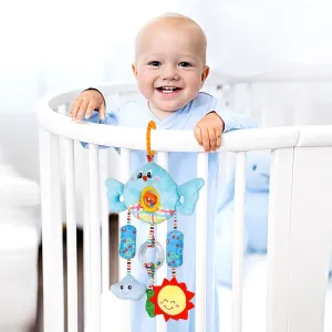 Baby Moo Sunny And Cloudy Wind Chime With Squeaker Hanging Toy With Teether - Blue