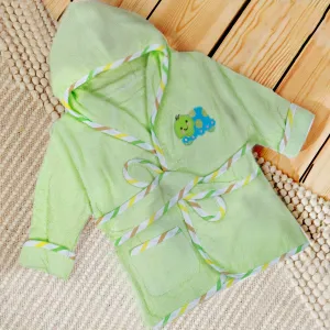 Baby Moo Taklu Turtle Embroidered Half Sleeves Bathrobe - Green