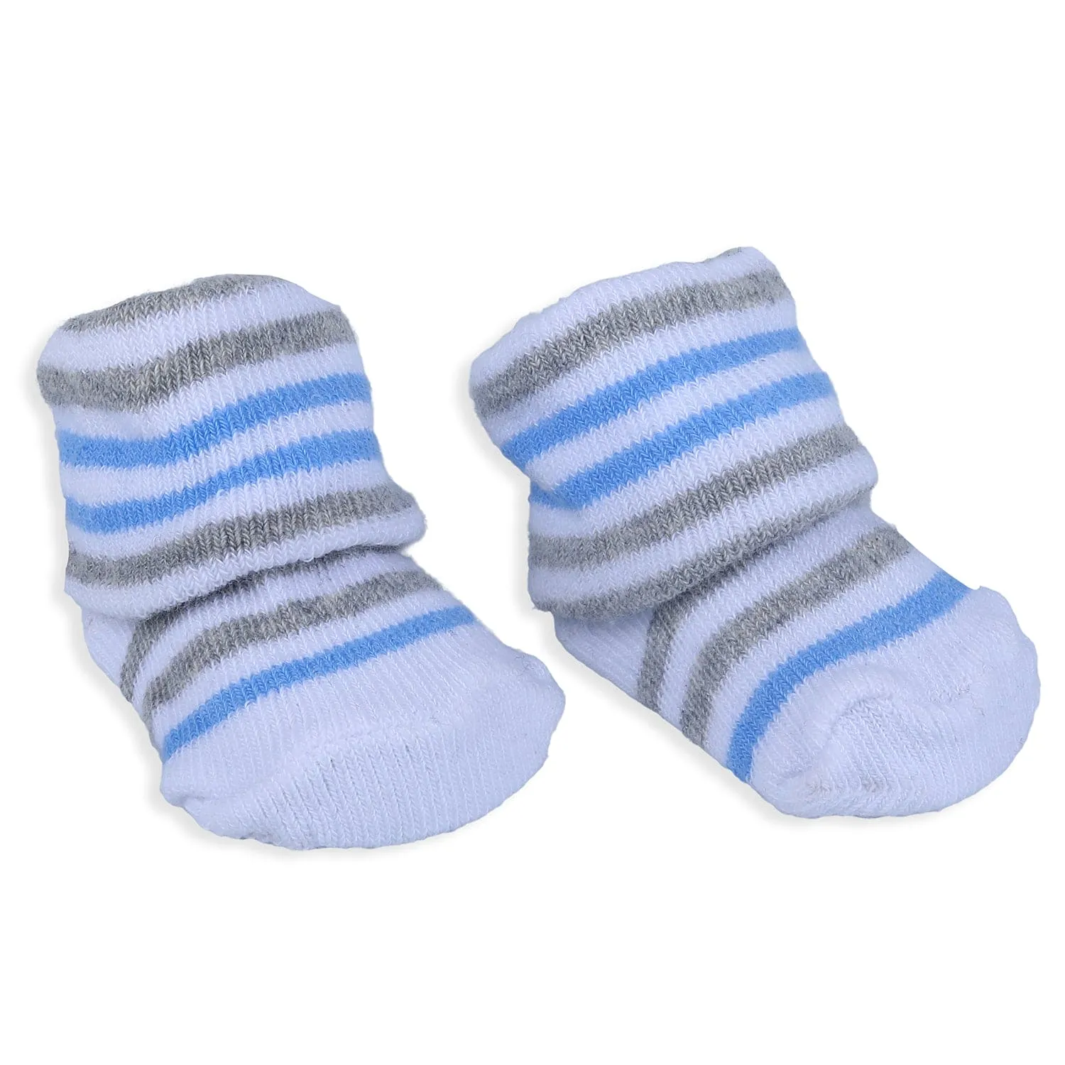 Baby Moo Truck And Stripes Newborn Breathable Infant Cotton Socks - Grey