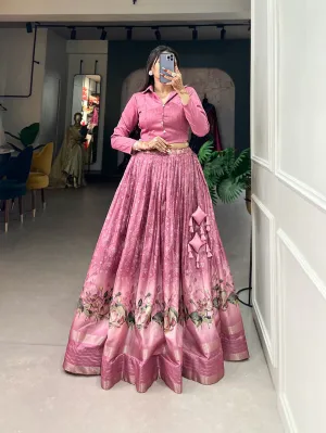 Baby Pink Color Dazzling Dola Silk Floral Lehenga Choli