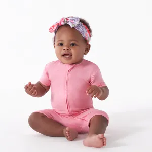 Baby Pink Lemonade Buttery Soft Viscose Made from Eucalyptus Snug Fit Romper